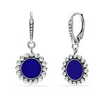 Amazon Brand - Nora Nico 925 Sterling Silver BIS Hallmarked Jewelry Leverback Antique Light-Weight Circle Drop Dangle Earrings for Women