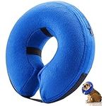 E-KOMG Dog Cone After Surgery, Protective Inflatable Collar, Blow Up Dog Collar, Pet Recovery Collar for Dogs and Cats Soft (X-Large(18" and up), Blue)