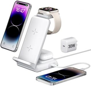 Chargeur Induction pour iPhone 15/14/13/12/11/X/8, 4 en 1 Station de Charge Apple en Aluminium pour Apple Watch Ultra/8/6/5/4/3/2/SE, Station de Charge pour AirPods Pro 2/3 avec 30W Adaptateur