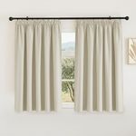 PONY DANCE Energy Saving Bedroom Blackout Curtains - 54 inch Drop Hand Made Pencil Pleat Curtain Drapes Thermal Insulated Room Darkening for Living Room, W66 X L54, Light Beige, 2 Panels