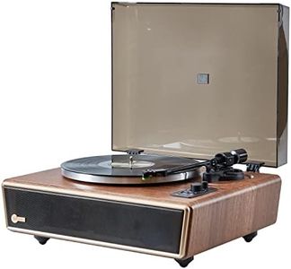 Arkrocket Huygens High Fidelity Bluetooth Record Player with Built-in Speakers Belt Drive Vinyl Turntable with Moving Magnet Cartridge, Bluetooth Input Output and Aux-in Functionality (Huygens Walnut)
