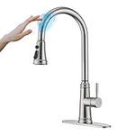 ARRISEA Touch Faucet for Kitchen Sink, Touch Kitchen faucets with Pull Down Sprayer, Stainless Steel Kitchen Sink Faucet Single Handle with Deck Plate