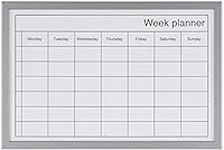 KAV Dry Wipe Weekly Planning Board with Pen - Aliminuim Frame Whiteboard for Wall Magnetic Surface Memo Boards, Kitchen Meal Planner, Calendar 400x600 MM(Silver)