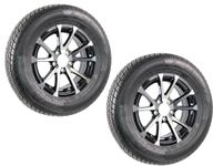 eCustomrim 2-Pack Aluminum 5 Lug Trailer Wheel 145/R12 Radial Load Range D Tire 12 in Black Rim ST145/R12-6 Year Warranty w/Free Roadside