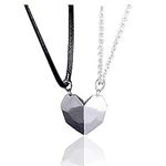 LEGENSTAR Two Souls One Heart Pendant Necklaces for Couple,Wishing Stone Creative Magnet Couples Necklace (Black+White)