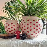 Niyara Multicolor Designer Handmade Handi Combo Ceramic planters Pot for Indoor Outdoor Home,Garden Office Decor Balcony Flower Size- 20 cm and 15 cm (Heart)