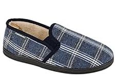 Dunlop Mens Martyn Twin Gusset Slip On Thermal Carpet Slippers With Warm Fleecy Lining Navy 10 UK