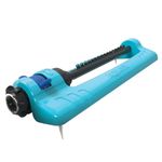 Aqua Joe Oscillating Sprinkler with Metal Ground Spike, Adjustable Spray Position Irrigator for 3400 Sq Ft Coverage Compatible with Garden Hoses