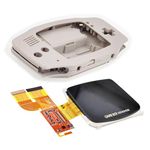 Custom GBA IPS Screen Modded Kit V3 Replacement with Classic GB Grey Housing Case, for Gameboy Advance Handheld Console, Dot-by-Dot Full Cover LCD Display Module Assembly + Special Shells New