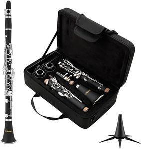MoResolune B Flat Clarinet for Beginner, Student Clarinet Nickel-plated with 2 Barrels Stand Hard Case, Cleaning Kit for School Band Orchestra (Black)