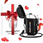 Gifts for Him Her Men Boyfriend Husband, Coquimbo Electric Plasma Lighter Windproof & Waterproof Rechargeable Lighter, Flameless Dual Arc USB Lighter Gadgets for Camping (Black)