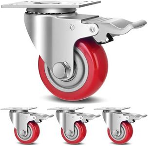 TABKEER 3 Inch Industrial Heavy Duty Swivel Caster Wheels with Brake,Set of 4 Safety Locking Casters,Load 1600lbs,Premium Polyurethane Wheels for Table,Trailer,Saw Table,Stage Toolbox,Bed,Corn Board