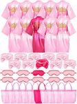 Bokon 40 Pcs Girls Spa Party Supplies 10 Birthday Squad Princess Robe 10 Tote Bags 10 Headbands 10 Spa Masks for Birthday (Size 12)