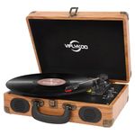 Record Player, VIFLYKOO Record Player Vinyl Turntable with 3-speed 33/45/78 RPM Bluetooth Vinyl LP Player Built-in 2 speakers /Headphone Jack/USB/AUX in/RCA output - Natural Wood