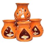 Pure Source India Ceramic Aroma Oil Burner, Set of 5, Orange, 4 Inch