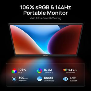 ARZOPA 16.1" 144Hz Portable Gaming Monitor – FHD HDR, Ultra Slim, Kickstand