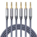 Aux Cord-3.5mm Male to Male Auxiliary Audio Cable [Shielded,Hi-Fi] 3 Pack Audiophile Aux Cable Nylon Braided for 3.5mm Headphone Jack,Car,Echo,Speaker,Android,Home Stereos,Mp3（2ft+4ft+10ft,Grey��）