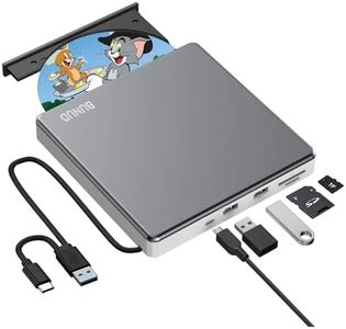 External DVD Drive for PC, USB DVD Drive External DVD Player Burner for Laptop with 2 USB and TF/SD Slots, Portable Disk Drive Reader CD Drive for Mac Apple MacBook Windows