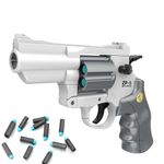 Safe Toy Fake Gun Model Revolver Toy Gun for Boy with Ejecting Shell Soft Bullets,Realistic Toys Foam Blaster Play Gun Toy (white，grey)12bullet