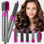 Hair Brush Dryer and Volumizer Hot Air Brush, 5-in-1 Ionic Blow Dryer Brush & Styler for Straightening, Curling, and Detangling, Professional Ceramic Tourmaline Hair Straightener Brush for All Hair Types for shine