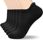 coskefy Low Cut Socks Mens Women Cotton Trainer Running Sports Socks Non-slip Ankle Socks (6 Pairs)UK 12-15/ EU 47-50Black (M03)