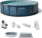 INTEX UltraLuxe 20 ft x 52 in Round Outdoor Above Ground Pool Set, Smart Wi-Fi Enabled Large Swimming Pool for Family and Adults with Sand Filter Pump, Saltwater System & Retractable Ladder