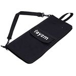 Rayzm Drum Stick Bag with an External Pocket, Standard Nylon Stick Bag with a Carry Handle and Floor Tom Hooks, Inside 4 Slots Holds up to 12 Pairs of Drumsticks,Water Resistant Nylon