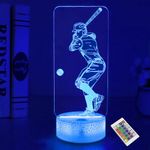 Baseball 3D Night Light for Kids, FULLOSUN Illusion Optical LED Bedside Lamp with Remote Control 16 Colors Changing, Cool Home Bedroom Decor Birthday Xmas Gifts for Sports Fan Lover Children Boy Teen