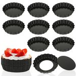 APACALI 18 PCS 4 Inch Tart Tin, Quiche Tins with Loose Base, Mini Tart Pans Set, Black Tart Tins for Baking, Cooking, 10cm