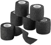 Self-Adherent Cohesive Bandage - Black Medical Wrap - 6 Rolls 2" Wide x 5 Yards Sports Tape for Medical Use, Sports, First Aid and Helps Protect Skin