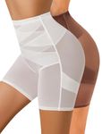 Avidlove Shapewear for Women High Waisted Body Shaper Shorts Butt Lifting Shapewear Tummy Control Thigh Slimmer Panties, White+brown, Large