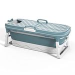 iropro Bathtub Adult Bath Tub Portable Folding Bathtub Household Large Freestanding Bathtubs Barrel Sweat Steaming Bathtub Home Sauna for Adult Tub Foldable Shower Basin Bath with Lid (Blue)