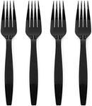 Prestee 100 Black Plastic Forks Heavy-Duty, Heavyweight Plastic Silverware Forks, Fancy Plastic Cutlery, Elegant Disposable Forks Pack, Bulk Disposable Flatware, Christmas Holiday Plastic Utensils Set