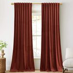 StangH Red Velvet Curtains 108 inches for Living Room, Rust Extra Long Back Tab Home Theater Drapes Room Darkening for Sliding Door/Bedroom, W52 x L108, 2 Panels