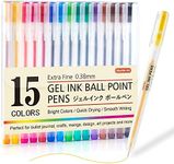 Shuttle Art 15 Colours Gel Ink Pens, 0.38mm Extra Fine Point Ballpoint Pens, Coloured Japanese Style Gel Pens for Writing and Journaling, Japanese Stationery for Home, School, Office Supplies