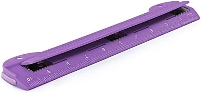 3 Hole Punch Purple, Portable Hole Puncher for 3 Ring Binder, 5 Sheets Capacity, Removable Chip Tray, 10” Ruler for School, Office, Also Available in Pink, Blue, Green, Red, Grey, 1 Pc-by Enday