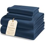 LANE LINEN Luxury 100% Egyptian Cotton Bed Sheets - 1000 Thread Count 4-Piece Full Sheets Set, Long Staple Cotton Bedding Sheets, Sateen Weave, Hotel Sheets, Fits Upto 16" Mattress - Estate Blue