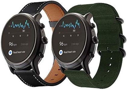 Anrir Watch Bands for Fossil Gen 6 44mm/Gen 5 44mm, 22mm Nylon+Leather Band for Fossil Gen 5 Men's Carlyle Garrett/Women's Gen 5 Julianna,Gen 4 Explorist HR,Explorist Gen 3 Smart Watch-2Pack