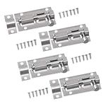 4 Small Bolt Lock, Door Bolt Barrel Sliding Latch Lock with Screws for Bathroom, Pet Doors, Fences, Shed Doors, 50mm