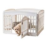 IRIS USA Dog Playpen, 4-Panel 60 cm Pet Playpen with Door, Puppy Playpen, Indoor/Outdoor Dog Pen, 89 x 89 x 60, Foldable, Customizable, White