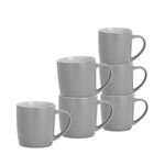 Argon Tableware Coloured Coffee Mugs - Matte Grey - 350ml - Pack of 6 - Matt Ceramic Stoneware Tea Mugs Latte Cappuccino Cups Hot Chocoloate Cups Colourful Mug Set with Handle