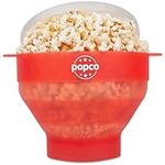 The Original Popco Silicone Microwave Popcorn Popper with Handles, Silicone Popcorn Maker, Collapsible Bowl Bpa Free and Dishwasher Safe - 10 Colors Available (Transparent Red)