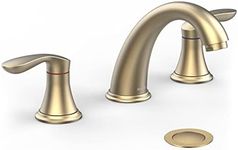 Bathroom Faucet, 8 Inch Bathroom Faucets for Sink 3 Hole, Widespread Brushed Nickel Bathroom Faucet with Pop up Drain and cUPC Lead-Free Hose (Brushed Gold)