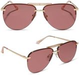 DIFF Tahoe Designer Oversized Aviator Sunglasses for Women UV400 Protection, Gold + Mauve