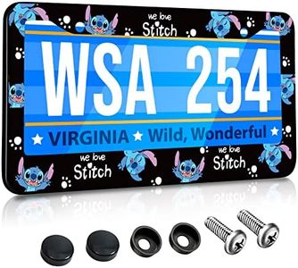 Akkya License Plate Frames for Women Men Car Plate Holder Cover Cute Funny Cartoon Metal Tag Frame Stainless Steel Car Accessories Front Rear Plate Decor(Black & Blue)