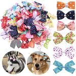 PET SHOW 20Pairs 2" 3" 4" Big Dog Hair Bows with Rubber Band for Small Medium Large Dogs Rhinestone Floral Bowknot Topknot Cats Rabbits Girl Boy Pink Blue Grooming Hair Accessories