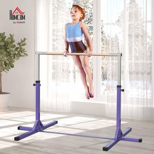 HOMCOM Adjustable Gymnastics Bar – Purple Training Equipment
