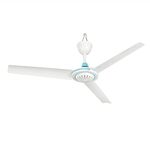 OmeHoin Blade Ceiling Fan,DC 12V,Camping Fans For Tent Camper Van Gazebo Household Camping Fan Diameter 19.7" Blade Length 7.87"(White Blue)