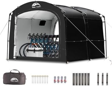 Happy Travel Bike Storage Tent, Outdoor 8×7×6.3ft Large 2-in-1 Portable Shed More 30% Top Space W/Double Doors with Mesh, Outside Lawn Mower Shelter and Bicycle Cover for Patio Furniture, Garden Tools