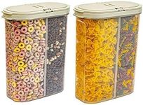 Deli Kitchen 5L Set of 2Pcs, BPA free Cereal Storage Containers 2-in-1 Box, Plastic Food Storage Container with Airtight lids, Durable, Stackable Kitchen Dispenser for Cereals. (5 Litre (2x))